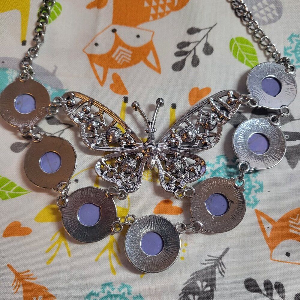 Mojave Purple Butterfly Crystal Bib Necklace - Picture 2 of 6